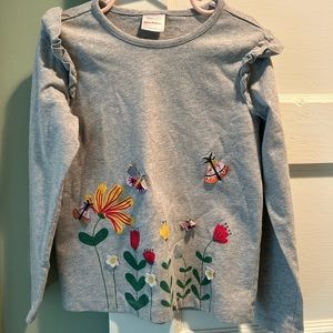 Hanna Andersson long-sleeved tee with appliquéd butterflies and flowers